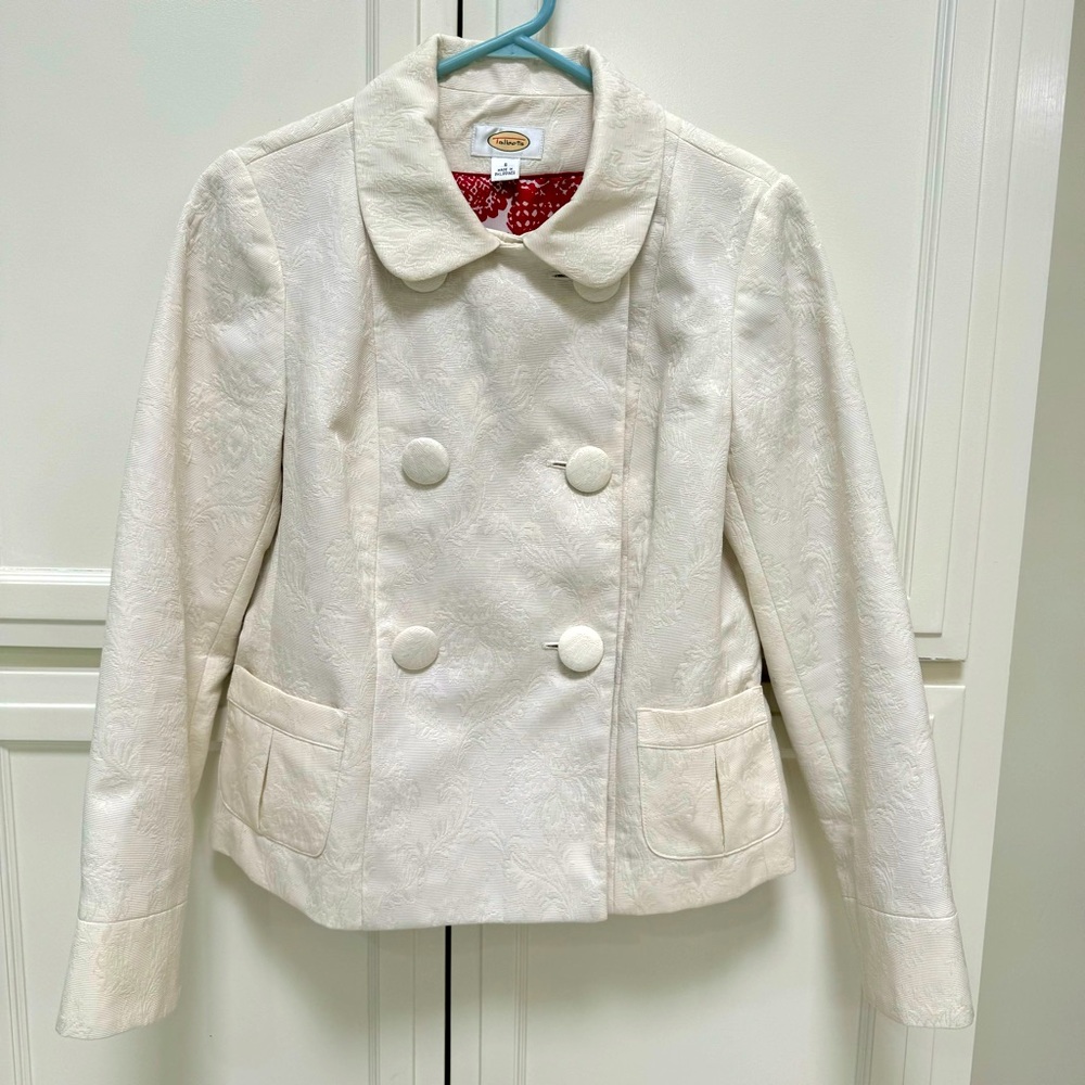 Talbots Double Breasted Jacket, Cream, Size S